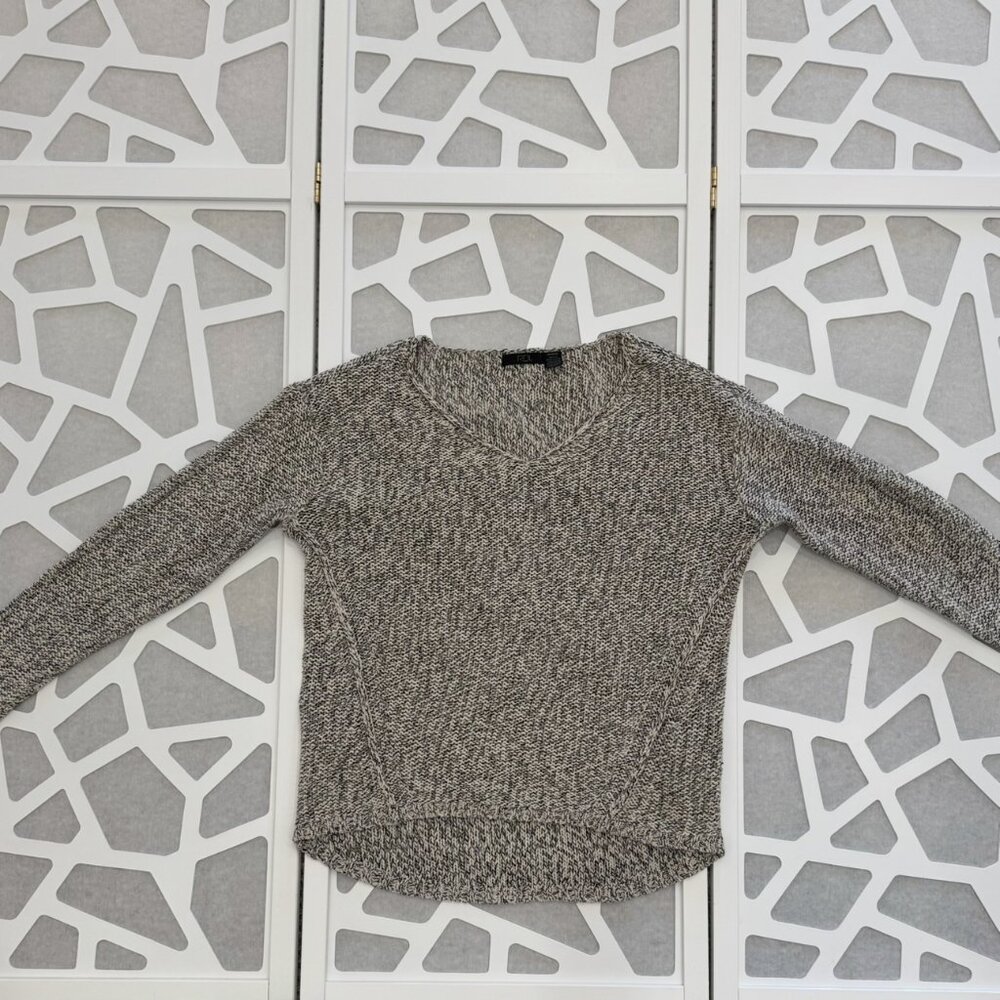 Marled Knit Sweater with Elbow Patches -Medium-